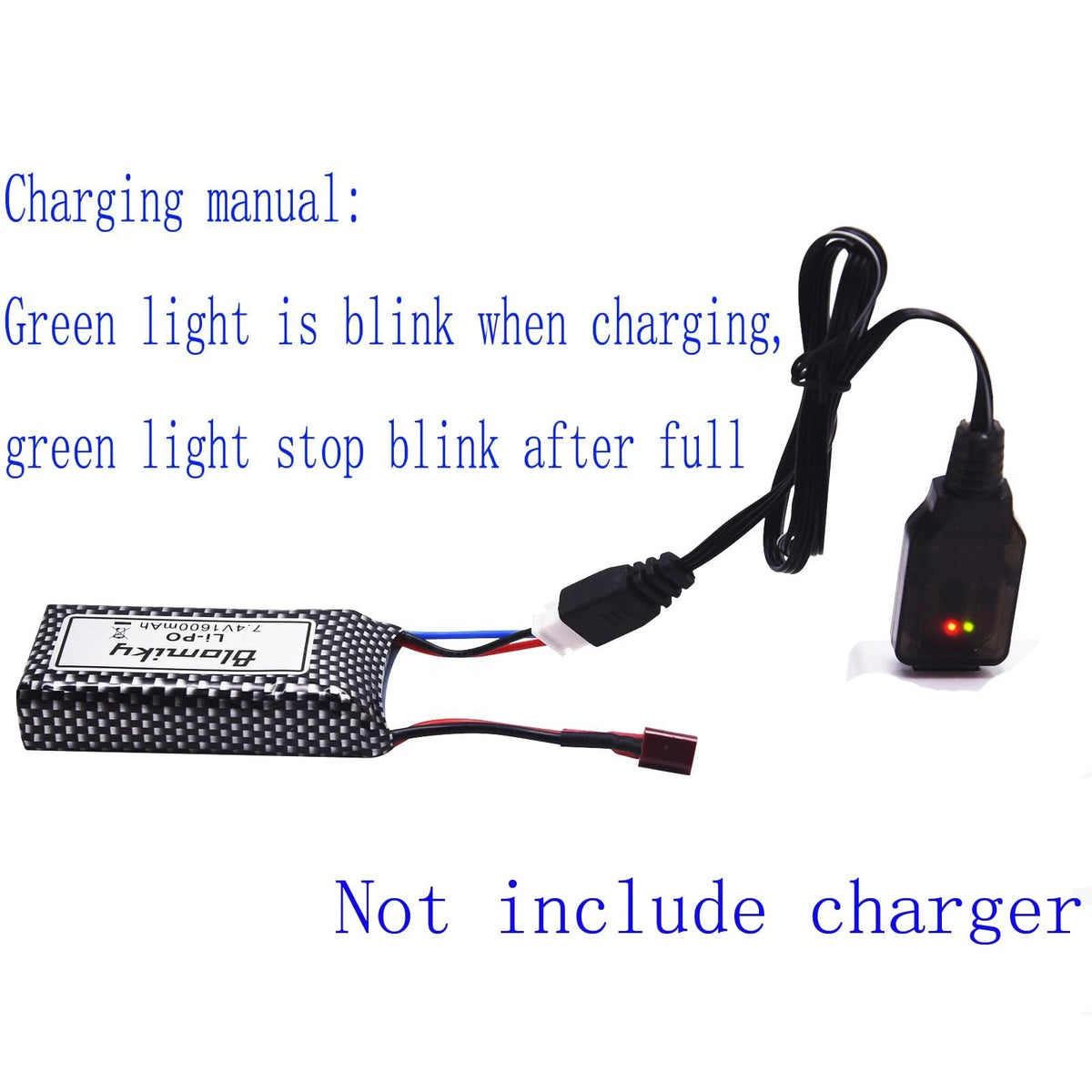 Blomiky 2 Pack 11.84Wh 7.4V 1600mAh Li-po Rechargeable Battery and USB Cable...