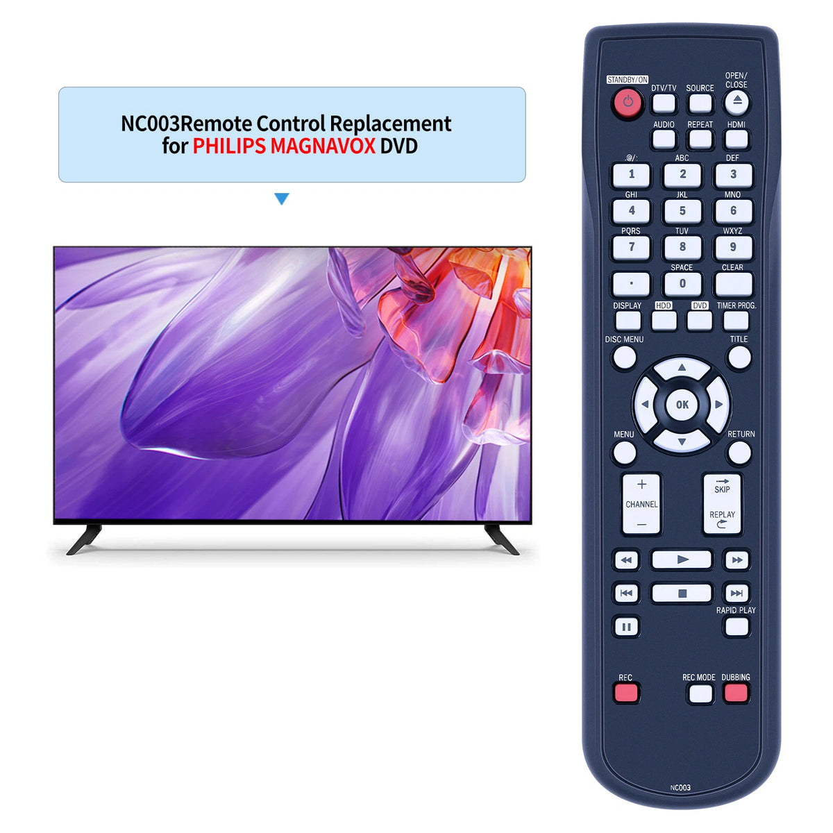 NC003 Remote Control For Magnavox HDD DVD Recorder MDR515/F7 MDR533H/F7