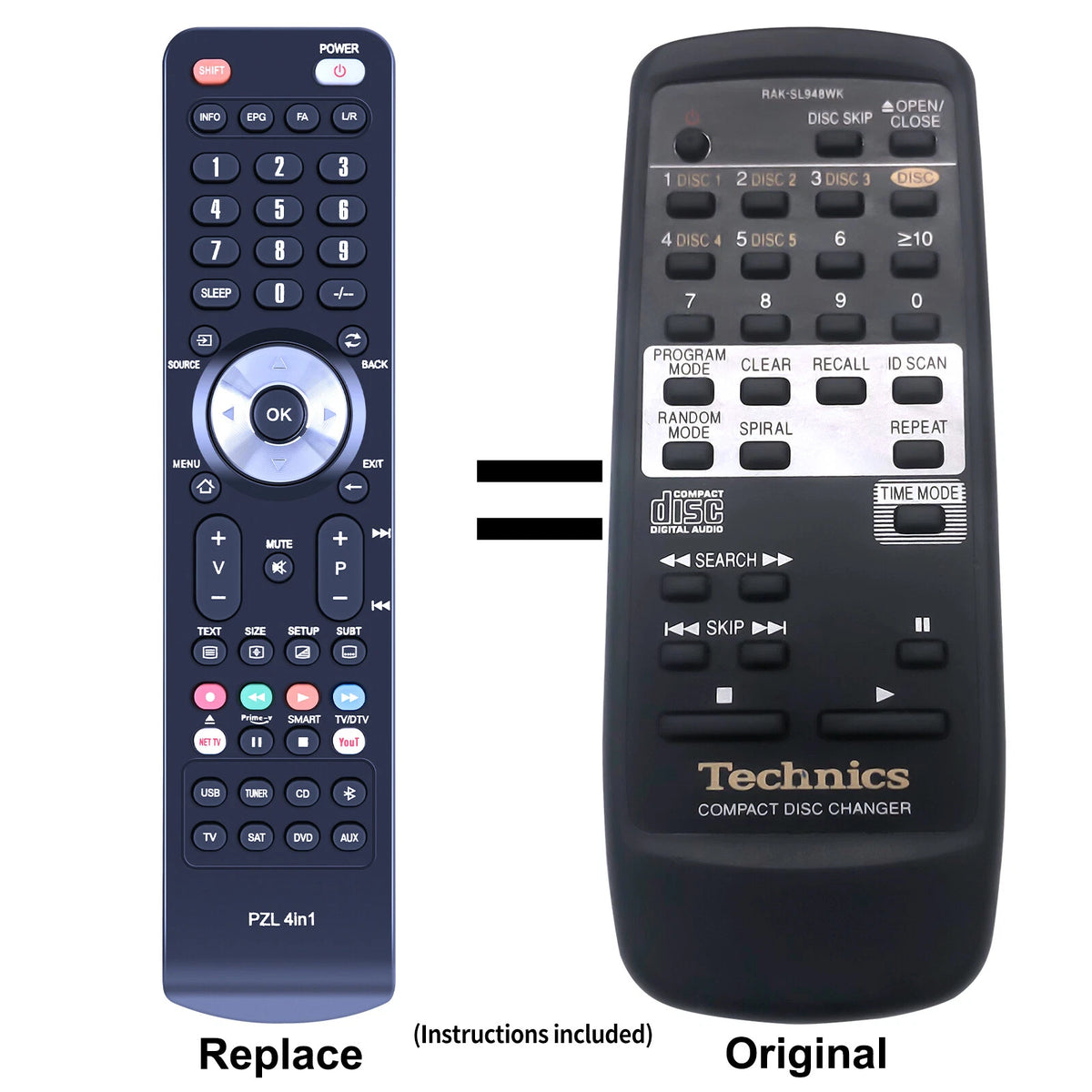 RAK-SL948WK Remote Control For Technics CD Player Changer SLPD5 SLPD6
