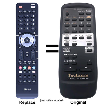 RAK-SL948WK Remote Control For Technics CD Player Changer SLPD5 SLPD6