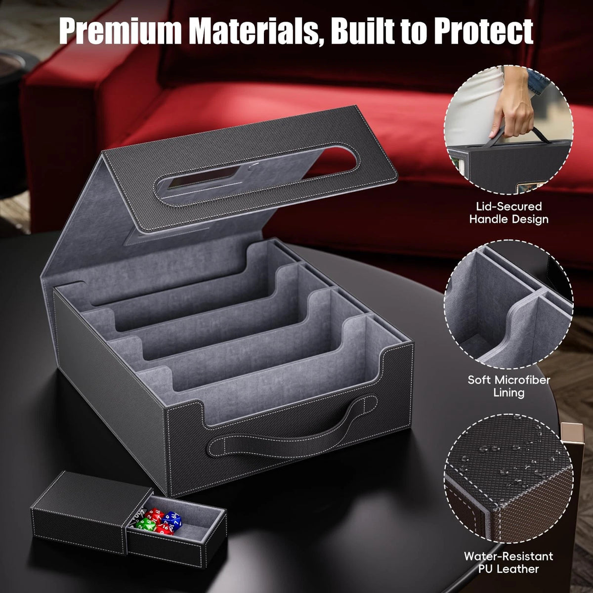 Dufvrpe Trading Card Storage Box – 3500+ Magnetic MTG Deck 3500+, Black/Grey