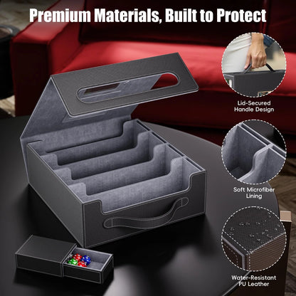 Dufvrpe Trading Card Storage Box – 3500+ Magnetic MTG Deck 3500+, Black/Grey