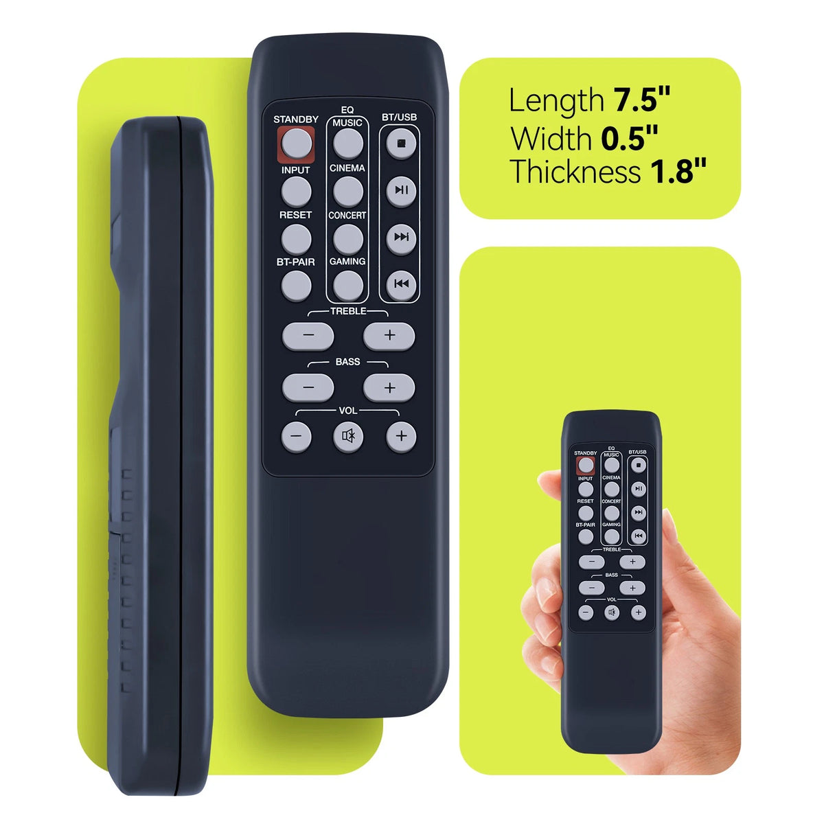 Remote Control For Rockville ROCKBAR 40" 400w Bluetooth Home Theater Soundbar