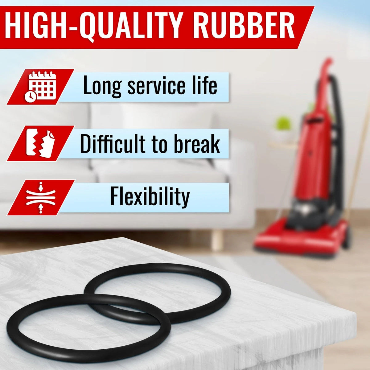 6Pcs Sanitaire Vacuum Belts - 5.79 x 5.43 x 0.87, Black