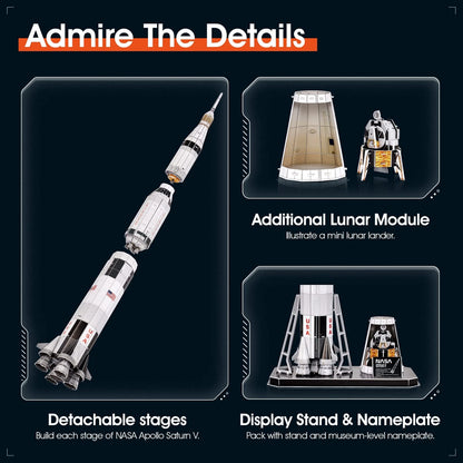NASA Apollo Saturn V 3D Puzzles for Adults Kids Space Toys Large, Green
