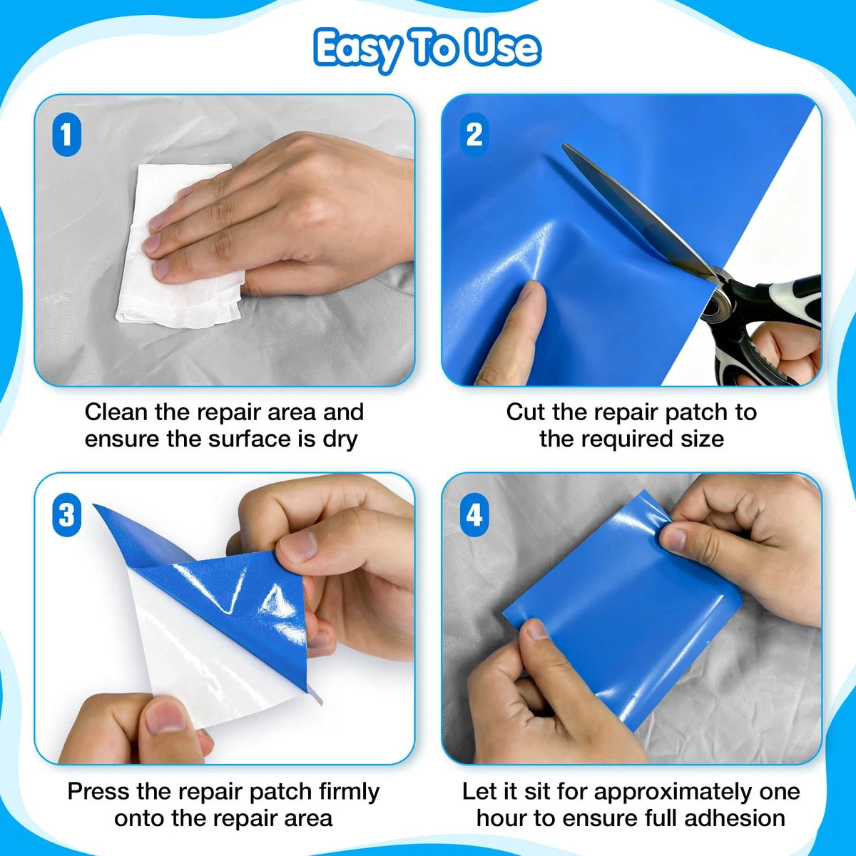 iGoevo TPU Pool Patch Repair Kit for In-Ground & 1.37 x 2.16 ft, Blue