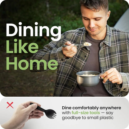 Orblue 4-in-1 Camping Eating Utensils, 2-Pack - Portable 2-PACK Olive Green