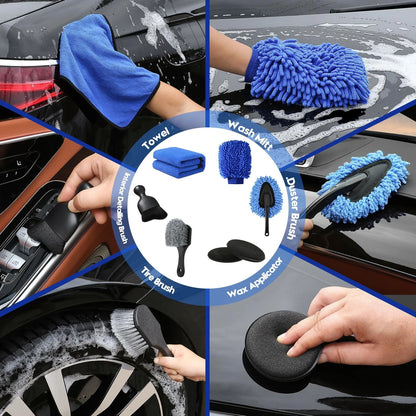 Qydipclin 45Pcs Car Detailing Kit, Brush Set, 45pcs, Blue