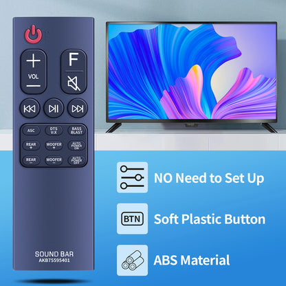 AKB75595401 Remote Control For LG Soundbar SKM5Y SPK5B-W SK5R SK5Y