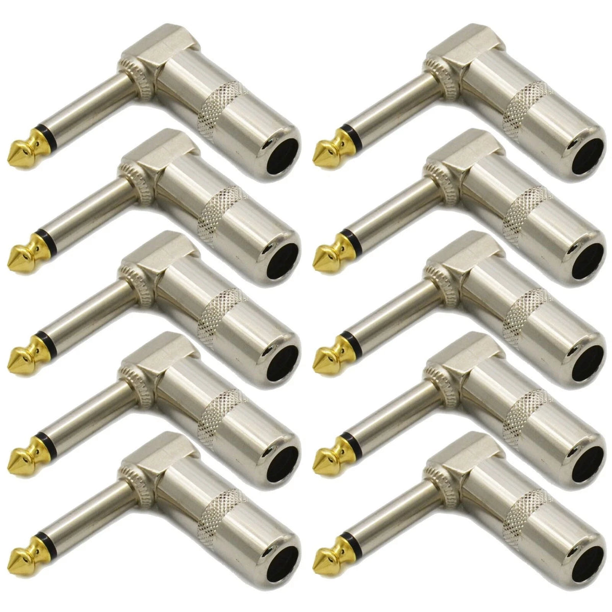 10PCS 1/4 TS Right Angle Mono Phone Plug For Universal 6.35mm Compatibility