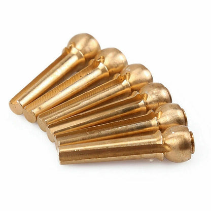 6 Pack Guitar Strings Fixed Brass Pins Bridge Nail Cone Parts For Folk Guitar