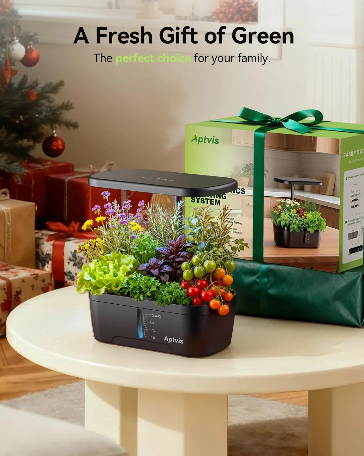 Aptvis Hydroponics Growing System, 6 Pods Smart Indoor Herb Garden with Black