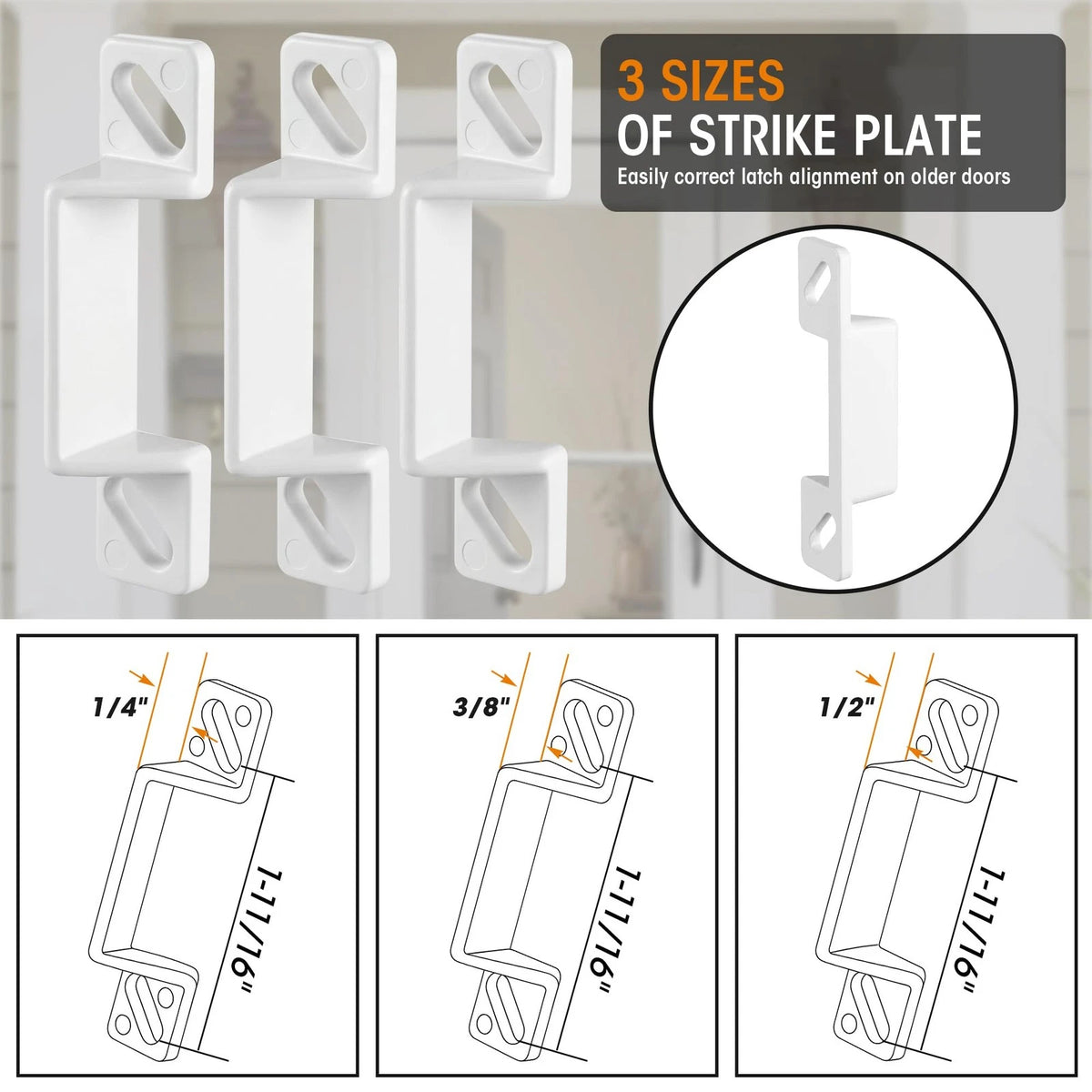 Storm & Screen Door Latch Replacement Kit with Strike Plate,White White