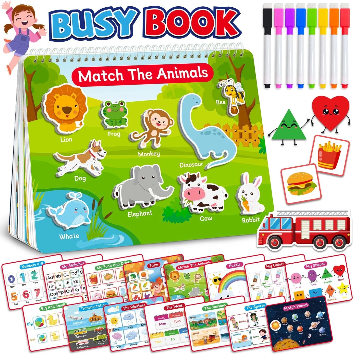 Benresive Busy Book for Toddlers 3-5, Montessori Preschool Medium, Blue