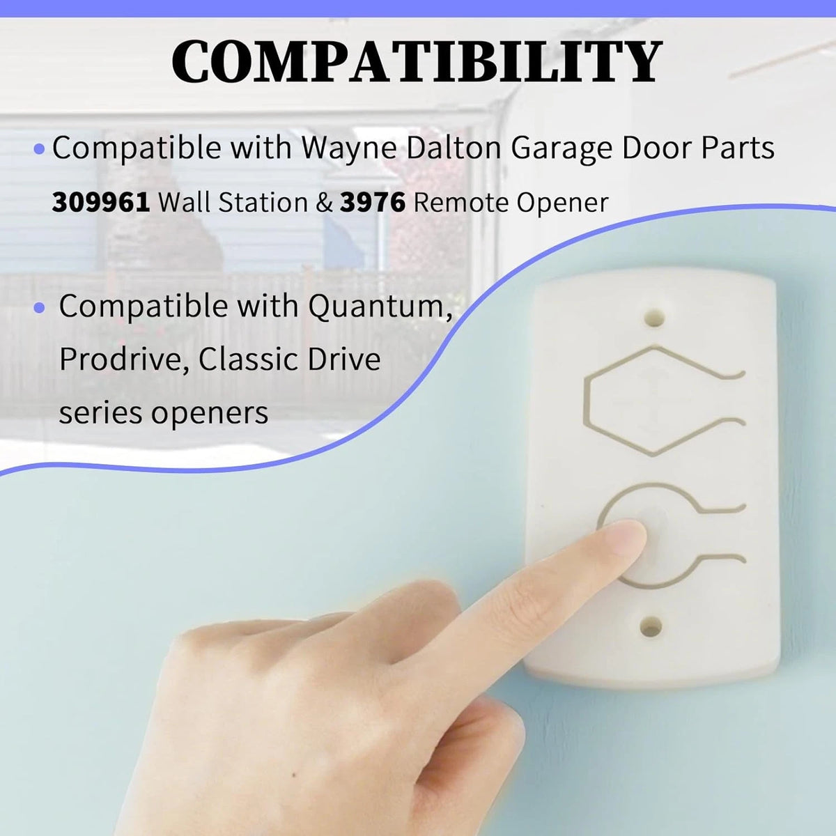 White Two Button Cover Plate, Opener Wall Control for Wayne