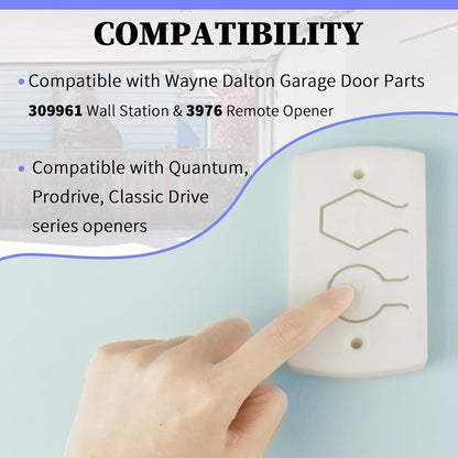 White Two Button Cover Plate, Opener Wall Control for Wayne
