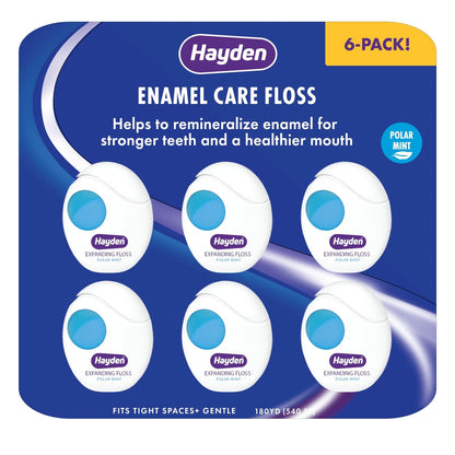 Hayden Enamel Care Dental Floss | for Sensitive Mouths | 90 Foot (Pack of 6)