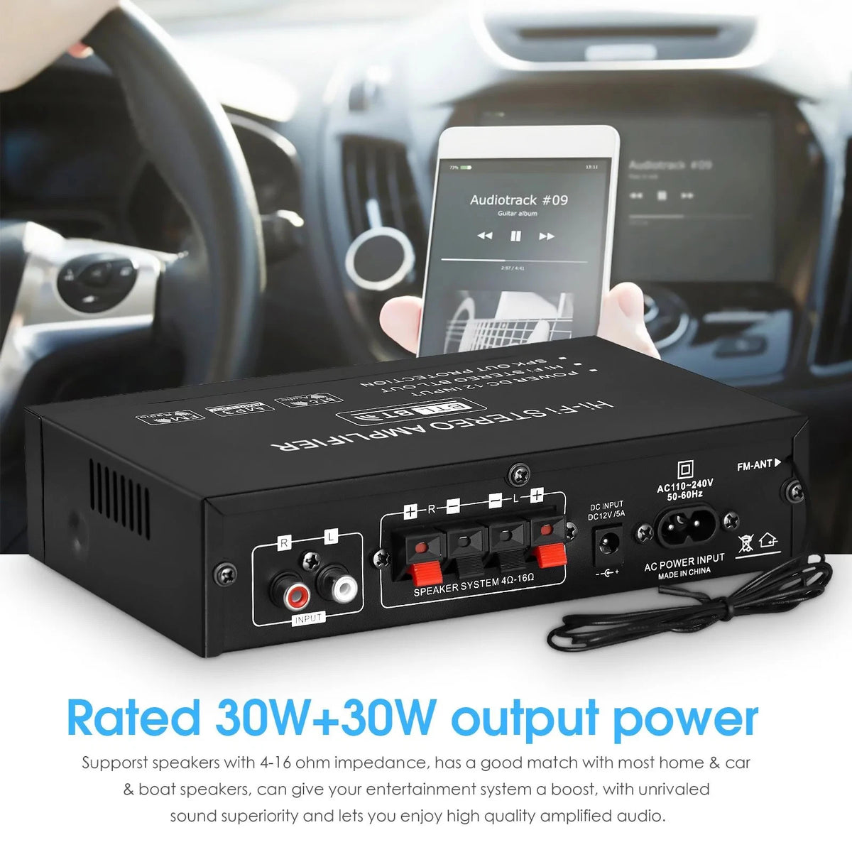 AK35 Bluetooth5.0 Power Amplifier Home/Car/Marine Stereo Audio Amp For Speaker