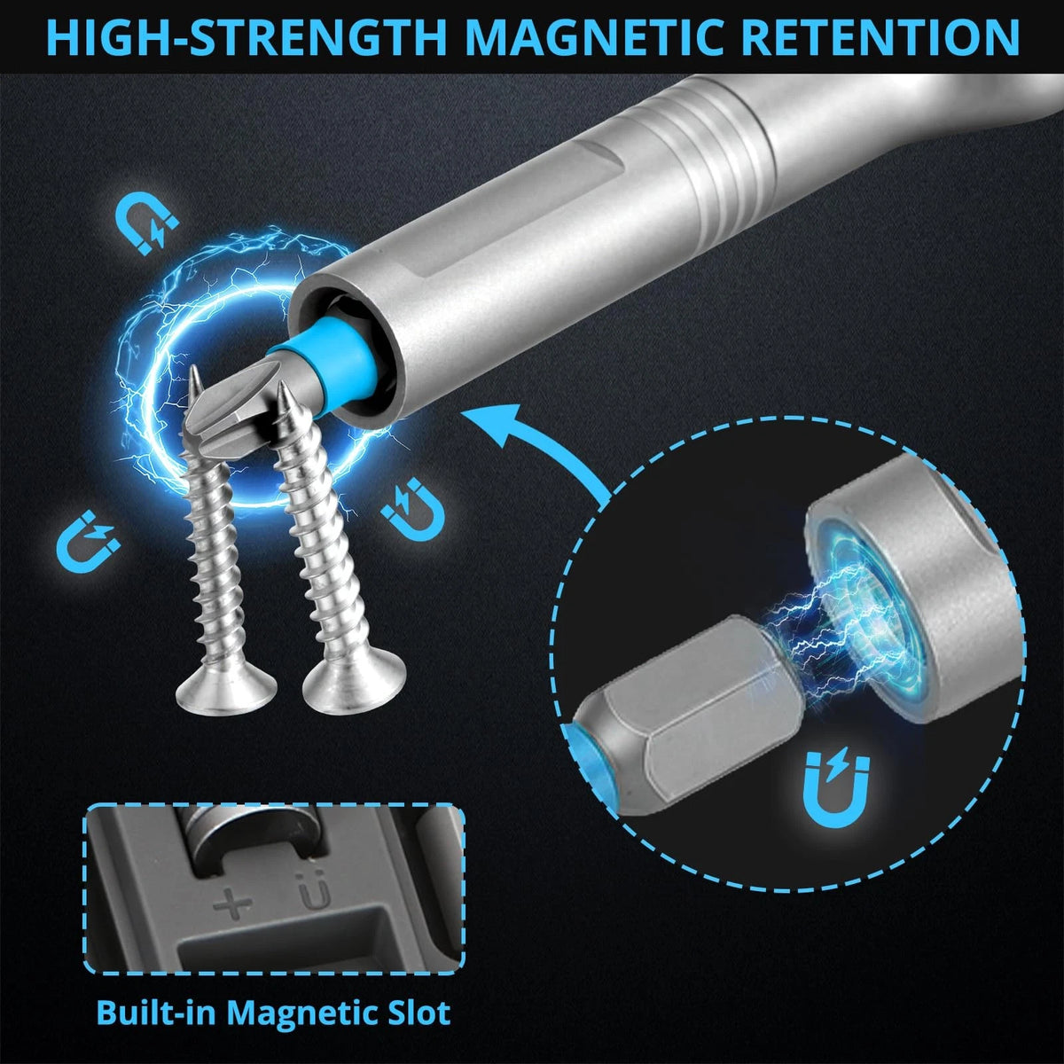 50 in 1 Magnetic Ratchet Screwdriver Set, Multi Bit Ratcheting Black