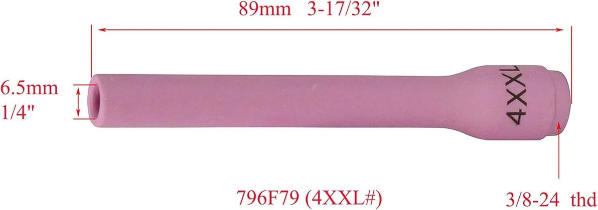 RIVERWELD TIG Alumina Nozzles Ceramic Cups Long 796F79XXL 1/4" 6.5mm, Pink
