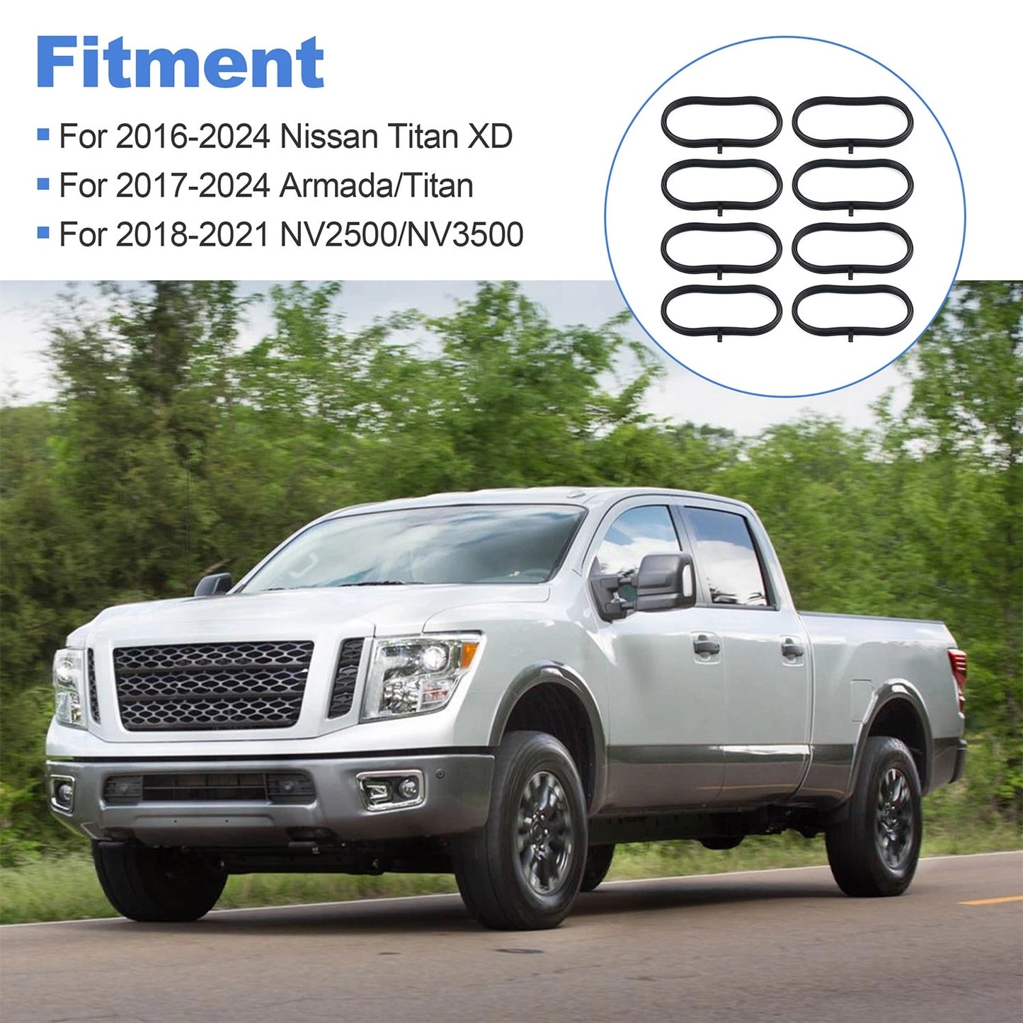 Intake Manifold Gasket Kit 8PCS Fits Nissan Titan XD 16-24, Armada/Titan 17-24