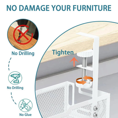 Under Desk Cable Management Tray, No Drill Mesh 1Pack-White (15.3'')