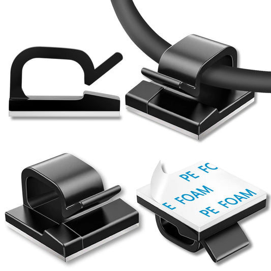 100 Pcs Cable Clips, Adhesive Organizer Cord 100PCS-Standard, Black