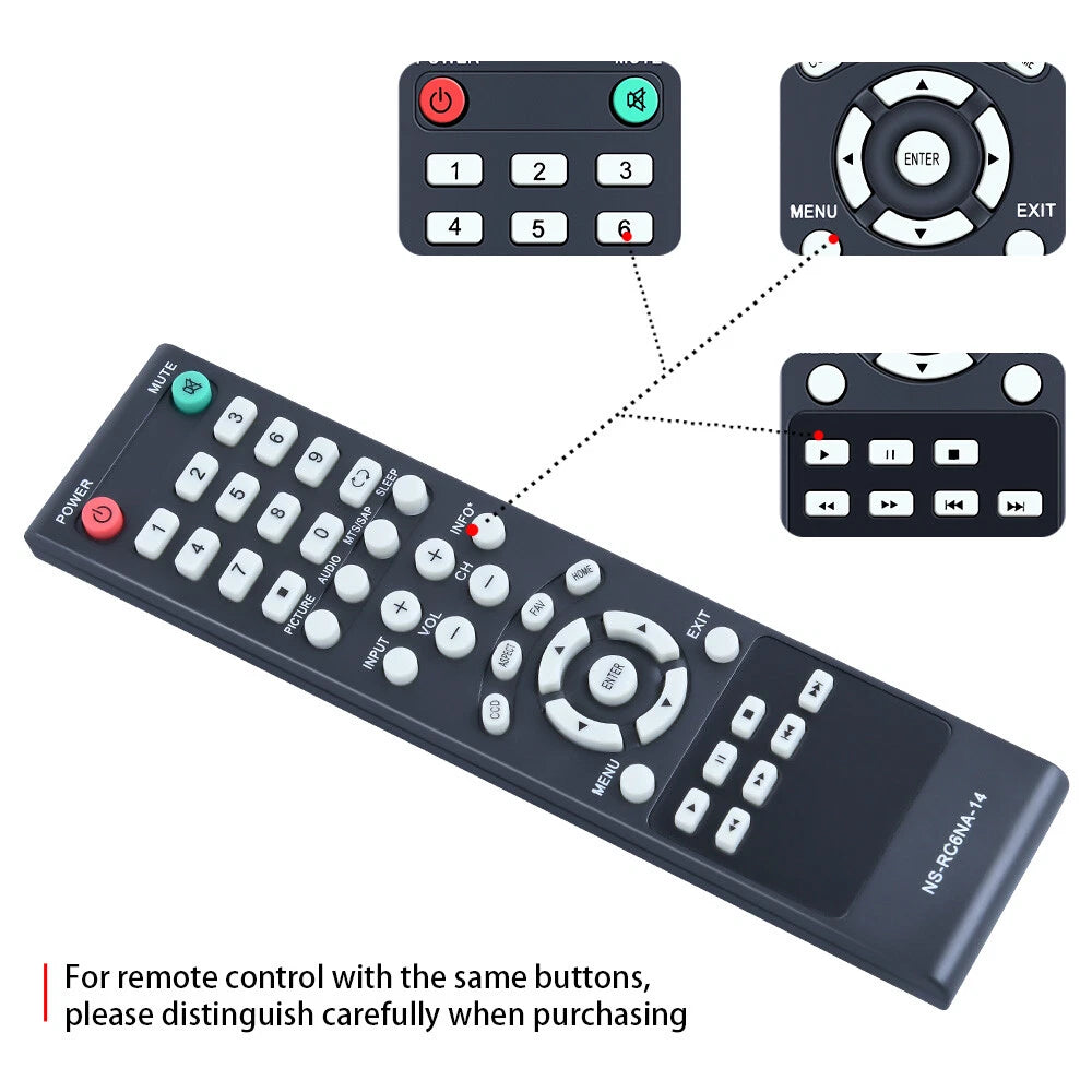 NS-RC6NA-14 Remote Control For Insignia TV NS-24E40SNA14 NS-32D20SNA14