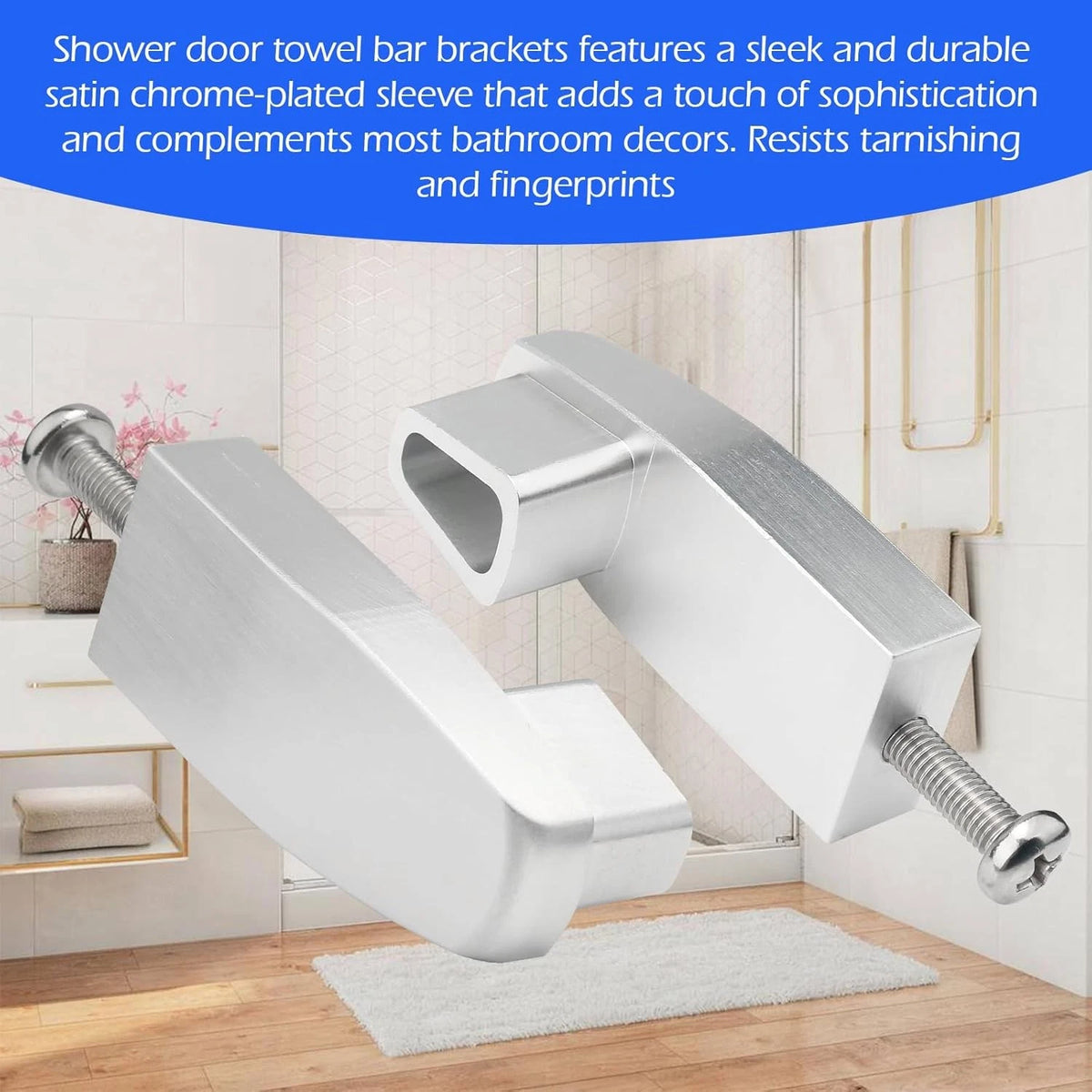 Aluminum Shower Door Towel Bar Brackets for Alumax/Basco Framed Silver