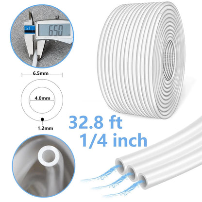 Water Line Kit, Lifevant 1/4” O.D. Tubing 32.8FT for 32.80 feet, White