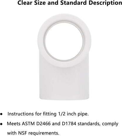 20 Pack 3 Way 1/2 Inch Tee PVC Fittings, 1/2inch SCH 40 1/2Inch, White