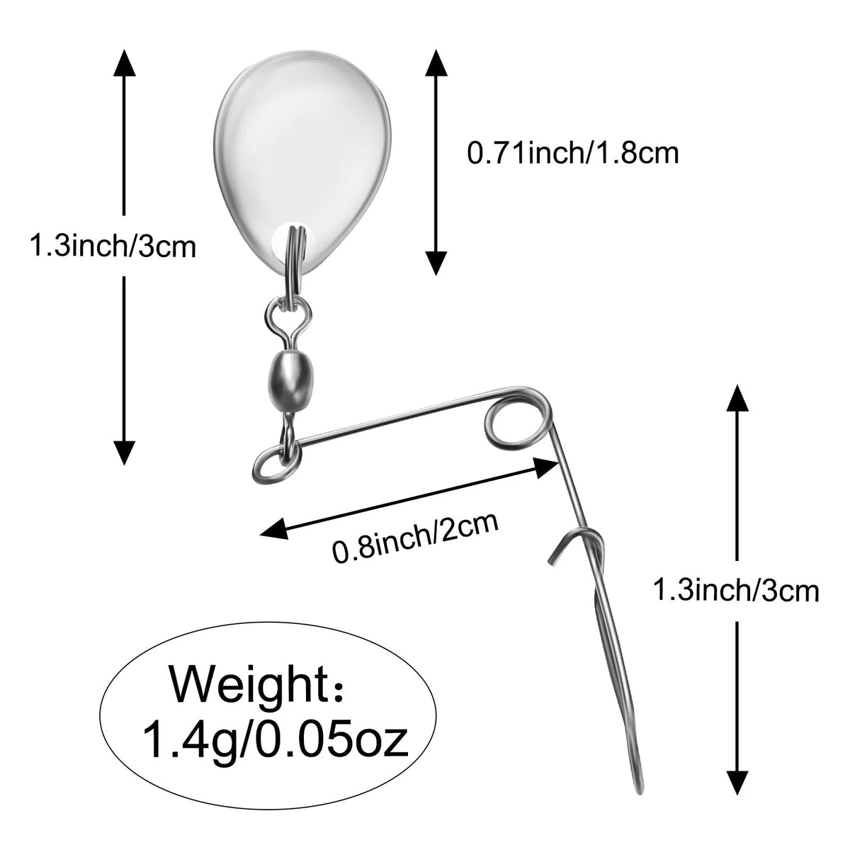 Sumind 40 Pieces Fishing Spinner Blades Bait Smooth Small, Silver