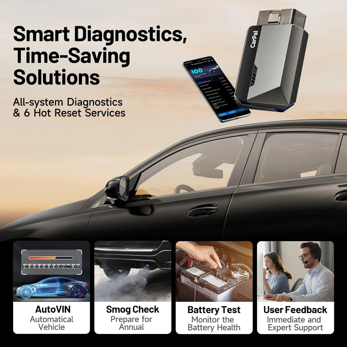 TOPDON Carpal OBD2 Scanner Bluetooth - for Car, AI-Assisted All Grey