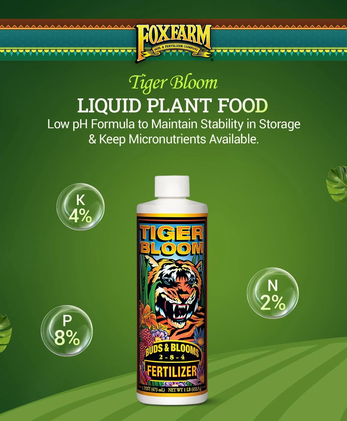 FoxFarm Tiger Bloom Liquid Plant Food - Phosphorus Fertilizer for 1 pint
