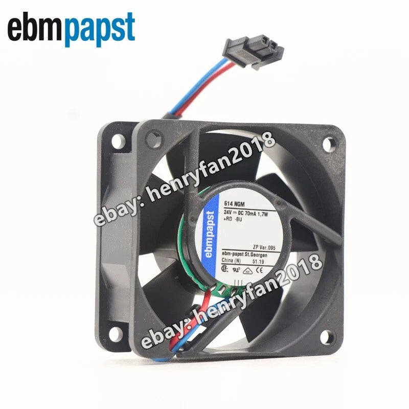 1pcs Ebmpapst Fan 614NGM Axial Fan DC 24V 1.7W  60*60*25MM 70mA Cooing Fan
