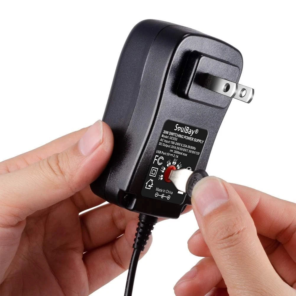 SoulBay 12V Power Supply Universal AC DC Adapter Charger with Black