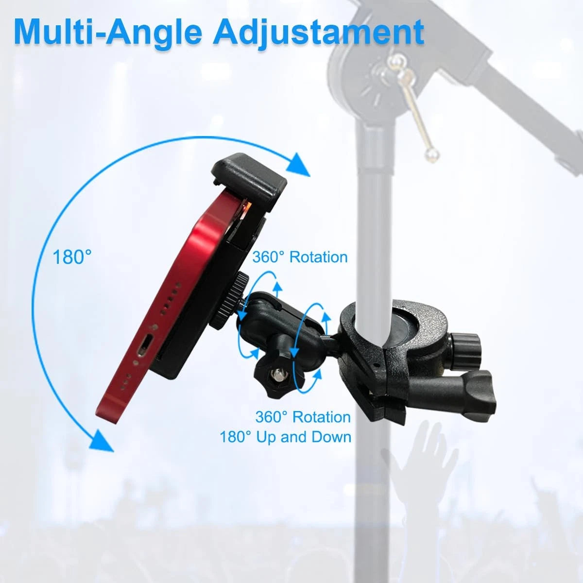 Mic Stand Phone Holder Mount Adjustable for Microphone Black