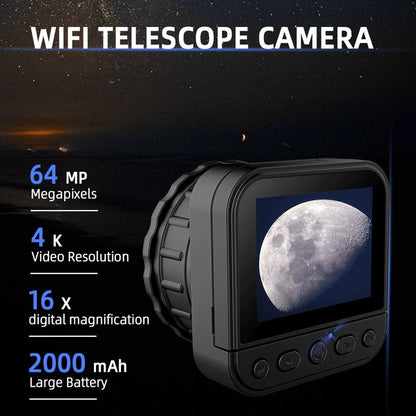 2.4G Wireless Eyepiece Camera 64MP 4K For Astronomical Telescope Monocular