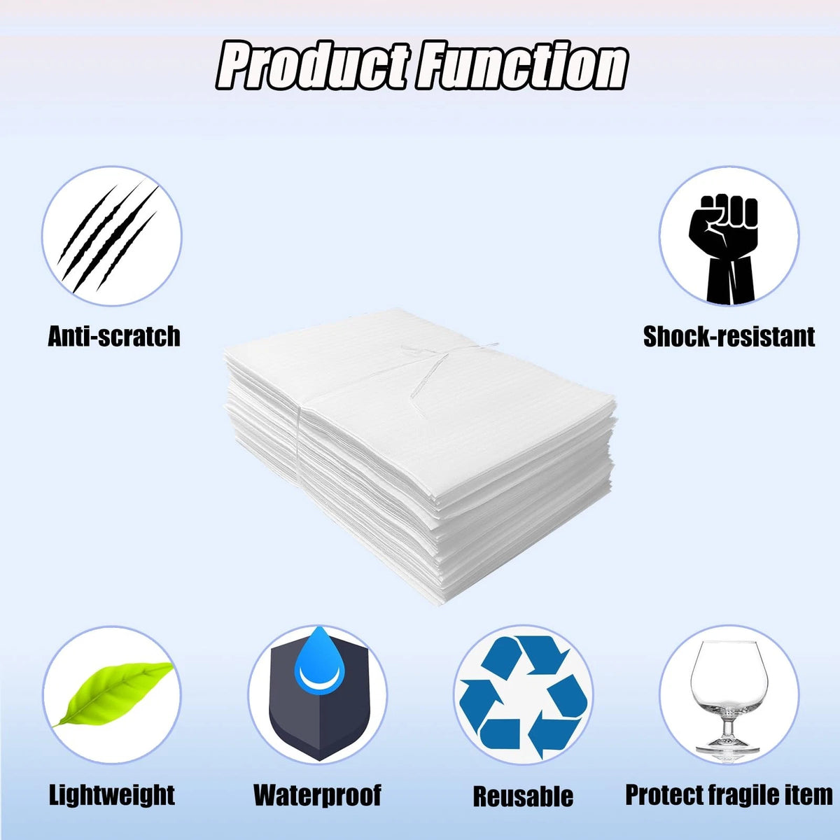 100PCS Cushioning Foam Pouche, 6x8Inch Packing 100PCS-6X8IN(0.5T), White