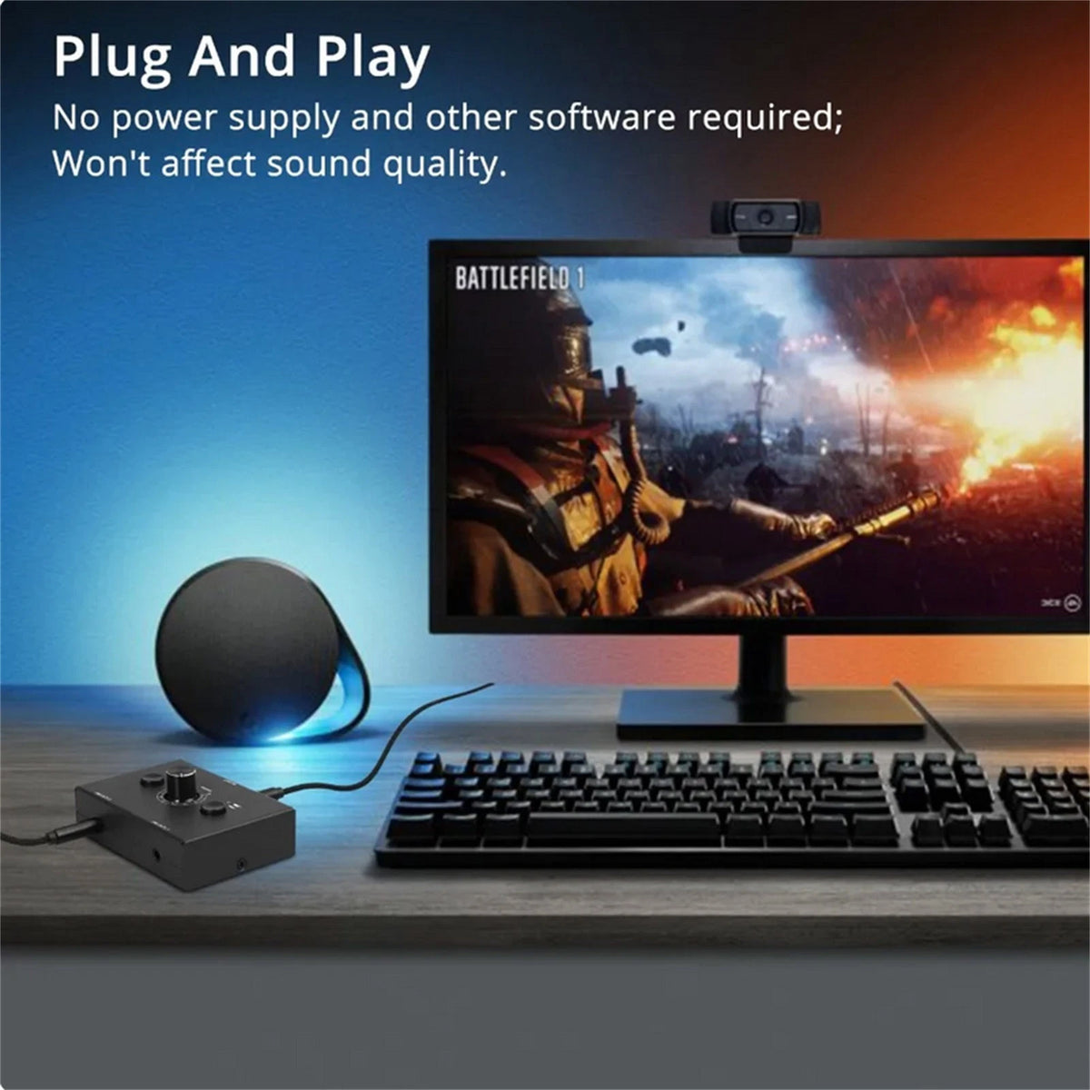 2 In 1 Out 3.5mm Stereo Audio Switch Aux Switcher Speaker Selector Splitter