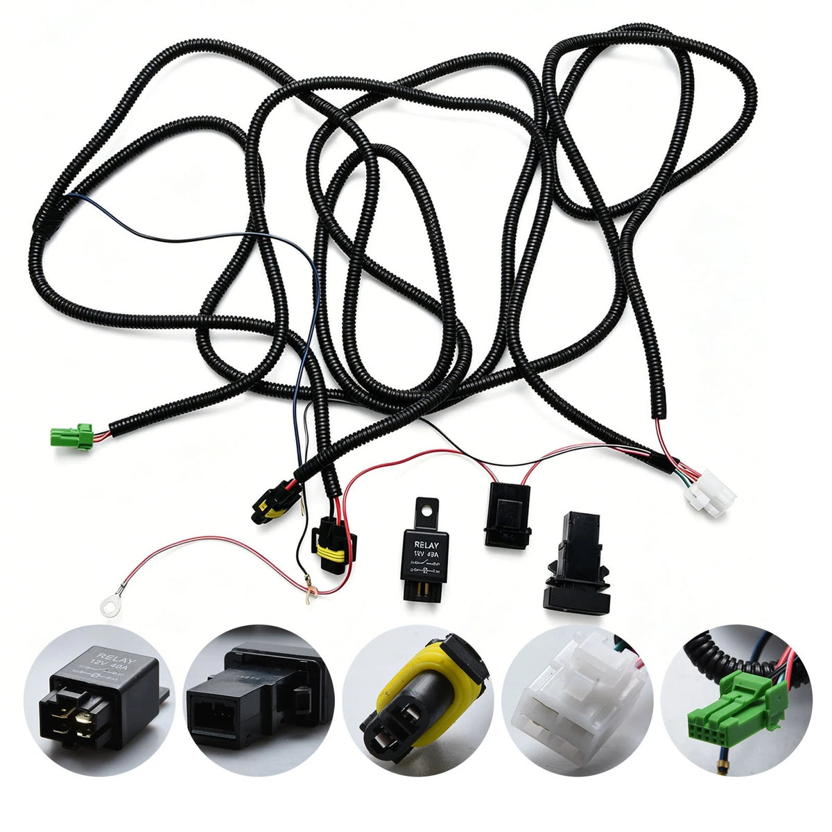 H11 Fog Light Wiring Harness Kit for Acura TL TSX RDX 12V 40A Relay LED Switch