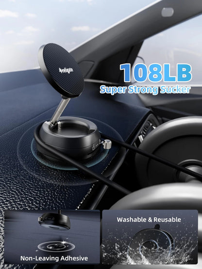 Treligate 2026 Upgraded Vacuum Magnetic Phone Holder, [108+ LBS] Heavy Black
