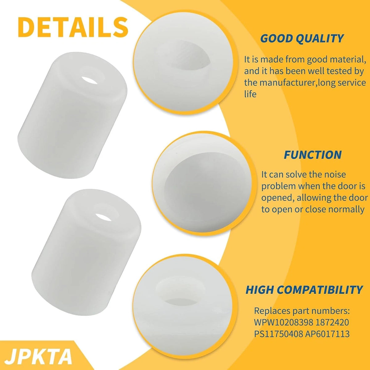 W10208398 Washer Dryer Door Hinge Pin Cap Replacement Part by JPKTA...