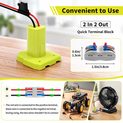 Fits for Ryobi 18V Battery Adapter Conversion Kit Mini Pump 12V with 30A Fuse