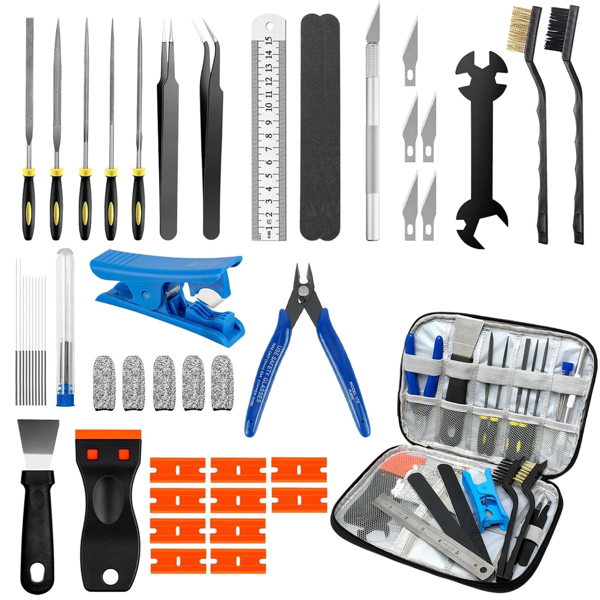 50pcs 3D Printer Tool Kit & Accessories – Nozzle Cleaning Tools, Black