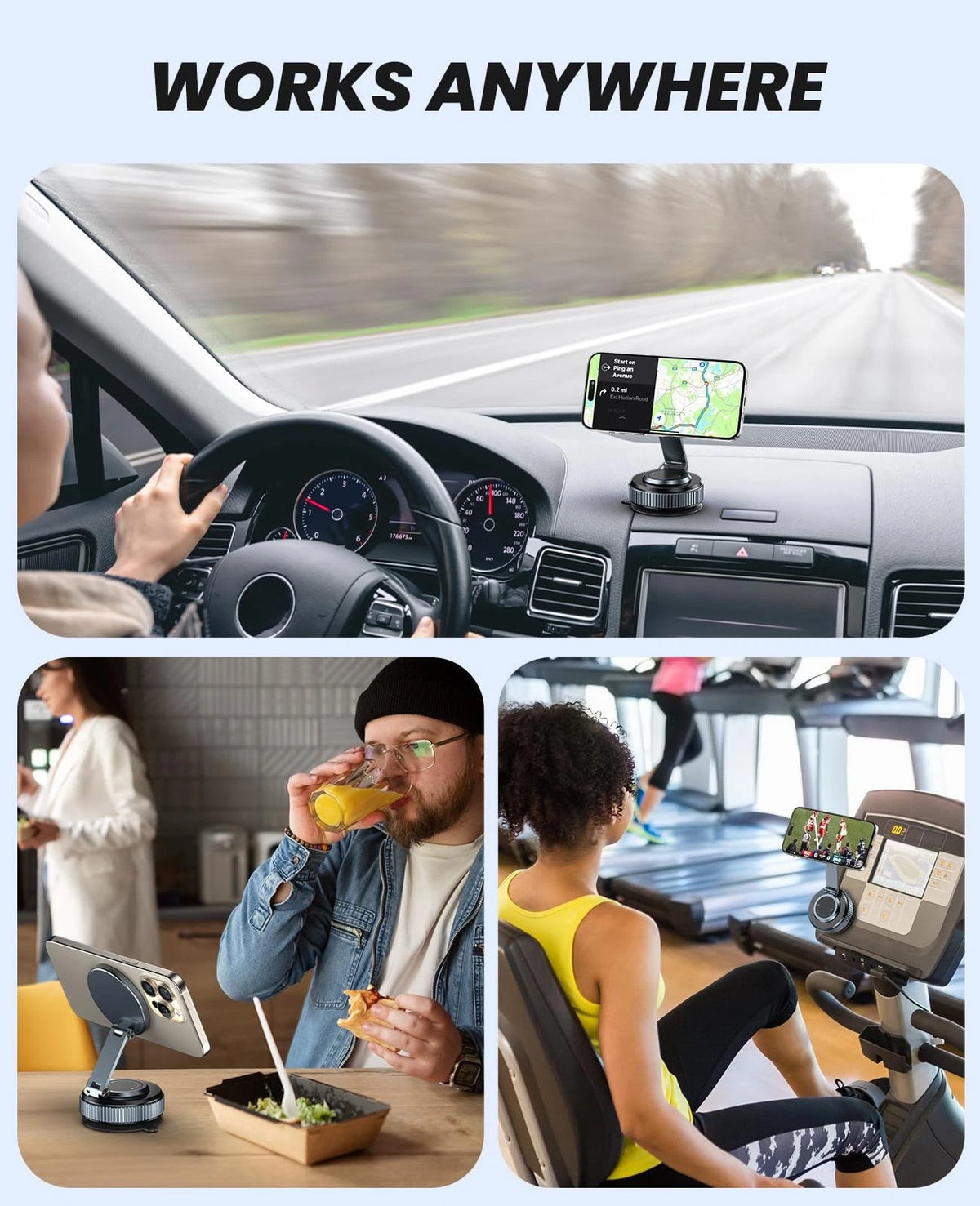Jononser Suction Phone Mount for Car Dashboard/Windshield - Black