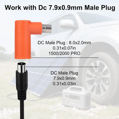 2pcs DC7909 to DC8020 Adapter, 90 Degree Right Angle Copper Core Solar Orange