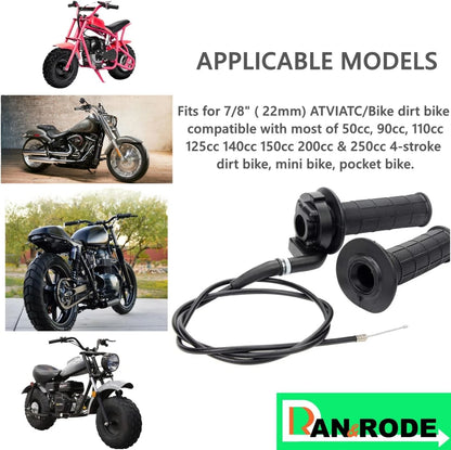Mini Bike Throttle Assembly Cable for handlebar replacement, black