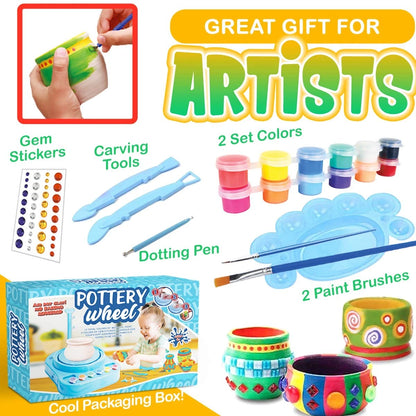 Insnug Mini Kids Pottery Wheel: Complete Painting Kit for Small, Blue