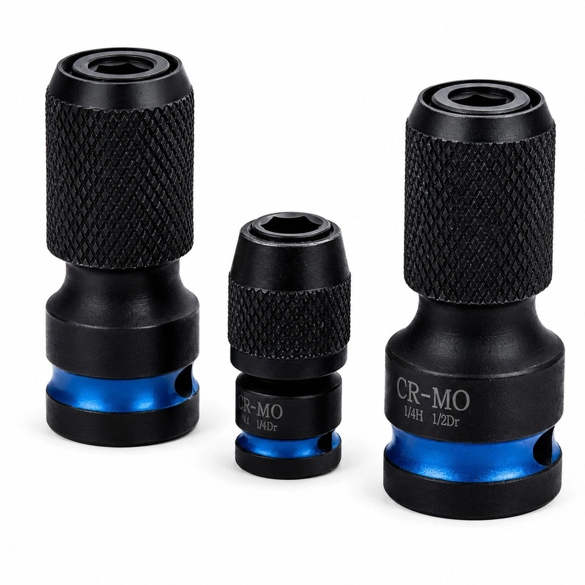 3-Piece Drill Socket Adapter Kit with Quick-Change 1/4" Hex Shank CR-MO Steel